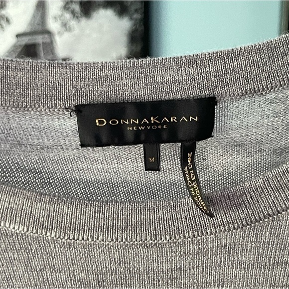 Donna Karan New York Front Twist Cascade Sweater Gold Hardware Silver Metallic M - Picture 2 of 6